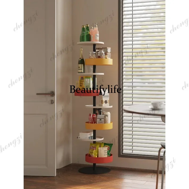 Creative rotating multi-layer floor rack living room wrought iron color display rack