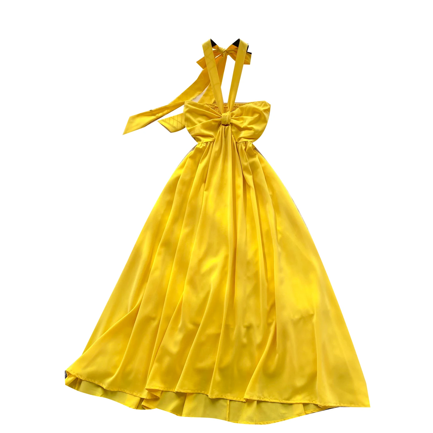 فستان أنيق بقصة A-Line متوسط الطول للنساء بخصر مرتفع وتصميم رقبة مربوطة يبرز الرشاقة على الطراز الكوري مناسب للعمل في الربيع ...