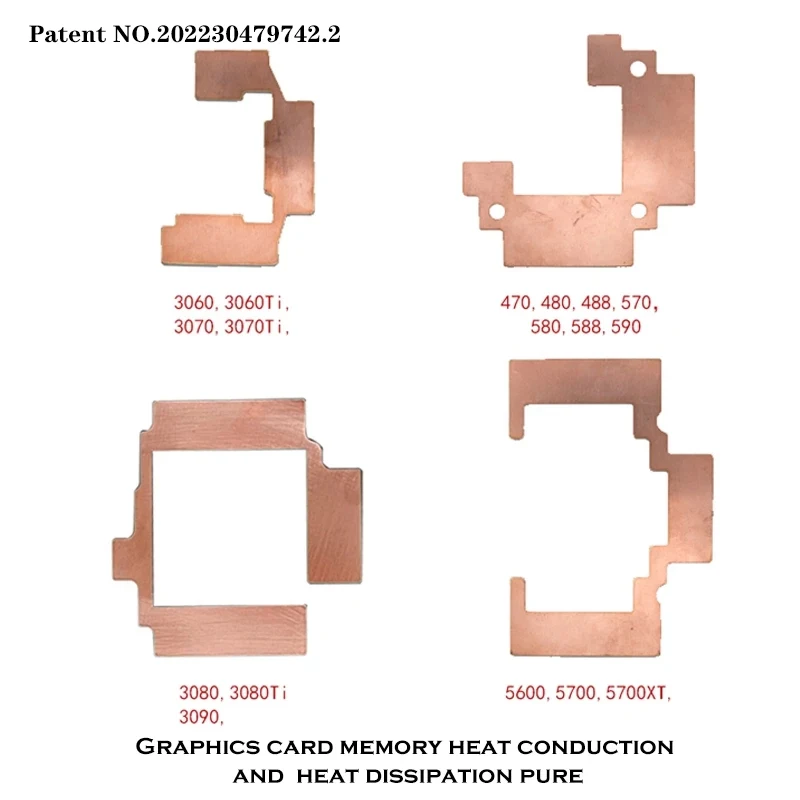 Охлаждающая прокладка для графического процессора GPU VRAM, медный радиатор для майнинга, графическая карта для лучшего охлаждения с водяным блоком GPU RTX3060 3070 3080 3090/5600 5700