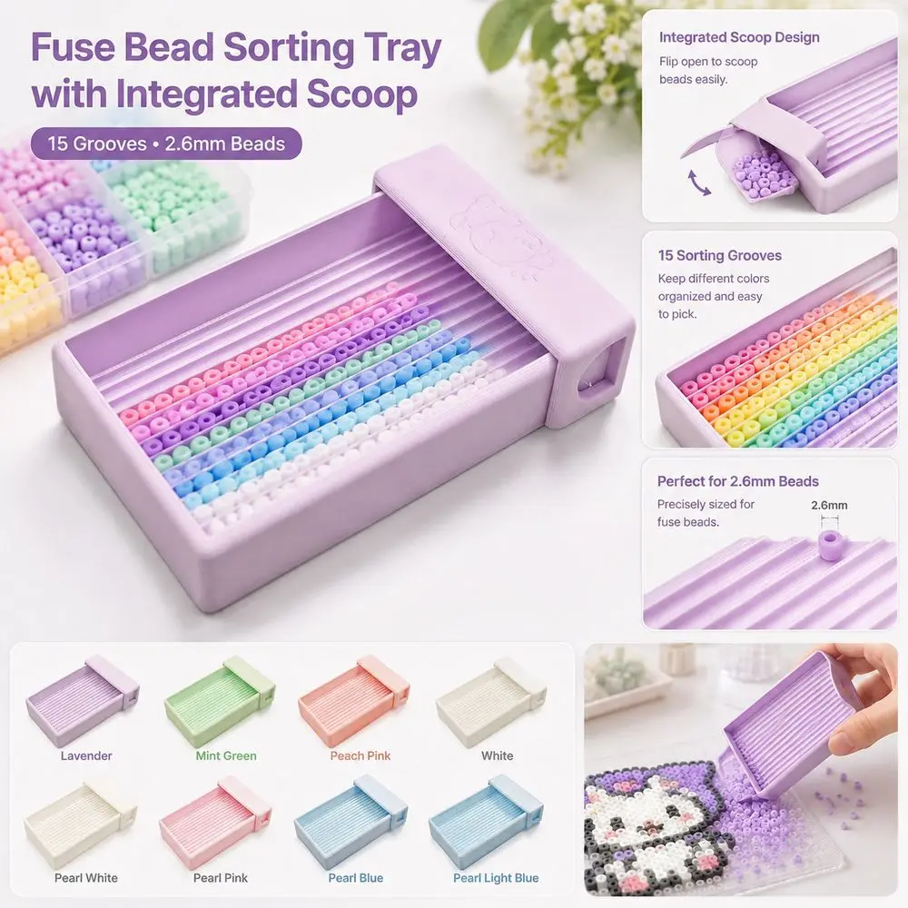 Plastic Fuse Bead Tray Grooved Craft Bead Organizer Bead Sorting Tray Ribbed Surface DIY Craft Projects Bead Aligner Tray