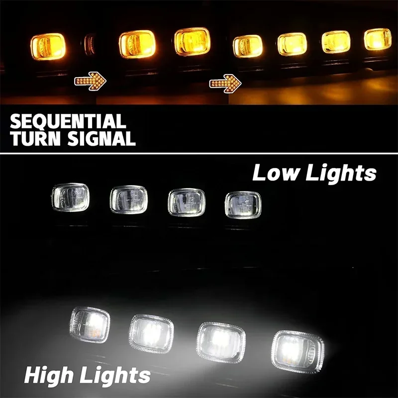 LLevo car bumper lights switch back white amber led front fog light for Ford Bronco