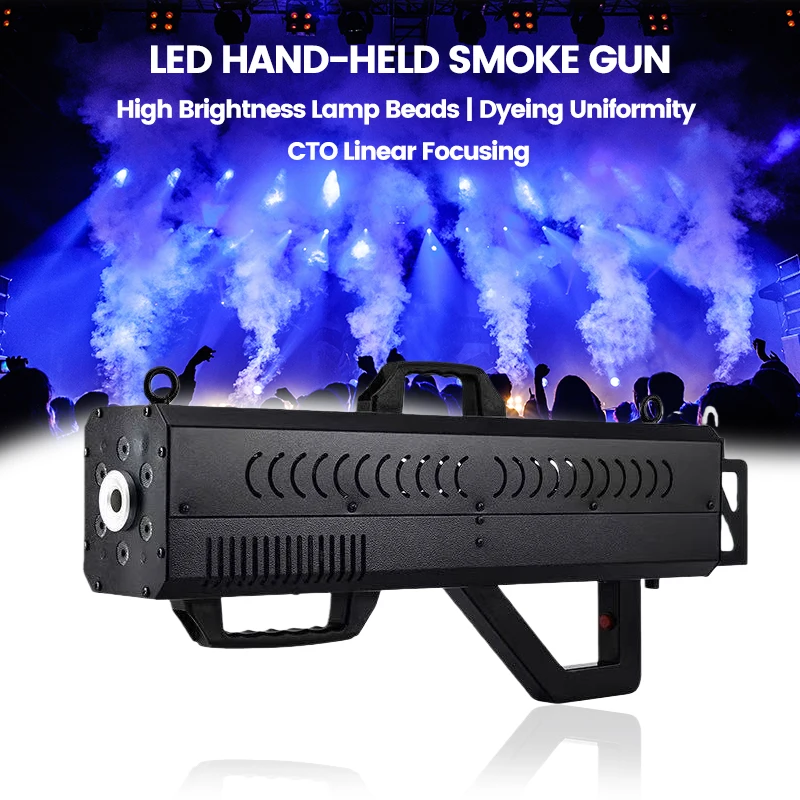 Handheld smoke prop air column gun with LED light portable stage special effects prop atmosphere gun for nightclub weddings