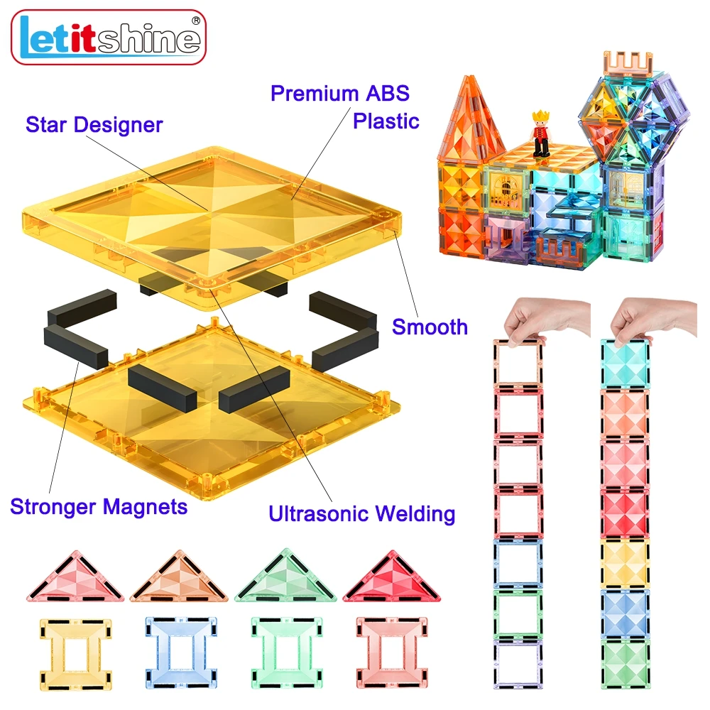Piastrelle magnetiche Giocattoli Blocchi di costruzione Montessori Educativi Apprendimento prescolare Magnete Costruzione artigianale Bambini Ragazzo Ragazze Accessorio