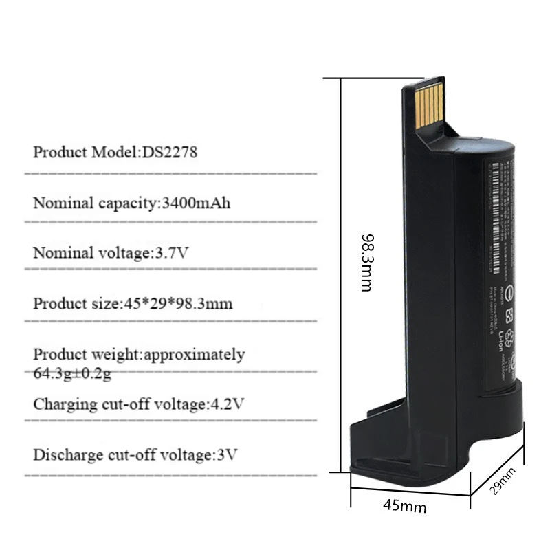 

Горячая распродажа! Комплект зарядного устройства для литий-ионного аккумулятора емкостью 3400 мАч для портативного сканера штрих-кода Zebra DS2278 DS2278SR, аккумуляторная батарея