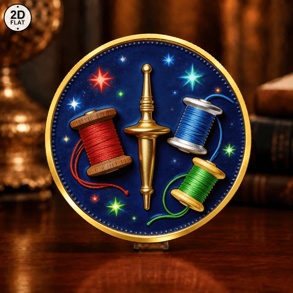 1pc Goddess of Fate Spindle Thread Challenge Coin Color Print Greek Mythology Metal Commemorative Coin Desktop Decor Gifts