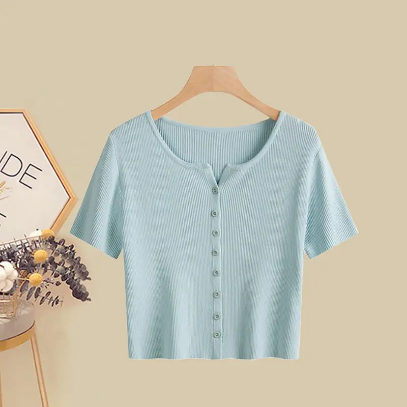 Women's Clothing Summer Suit 2023 New Fashionable Short Sleeve Top Girl's Slim Fragmented Blossom Half Dress Two Piece Set