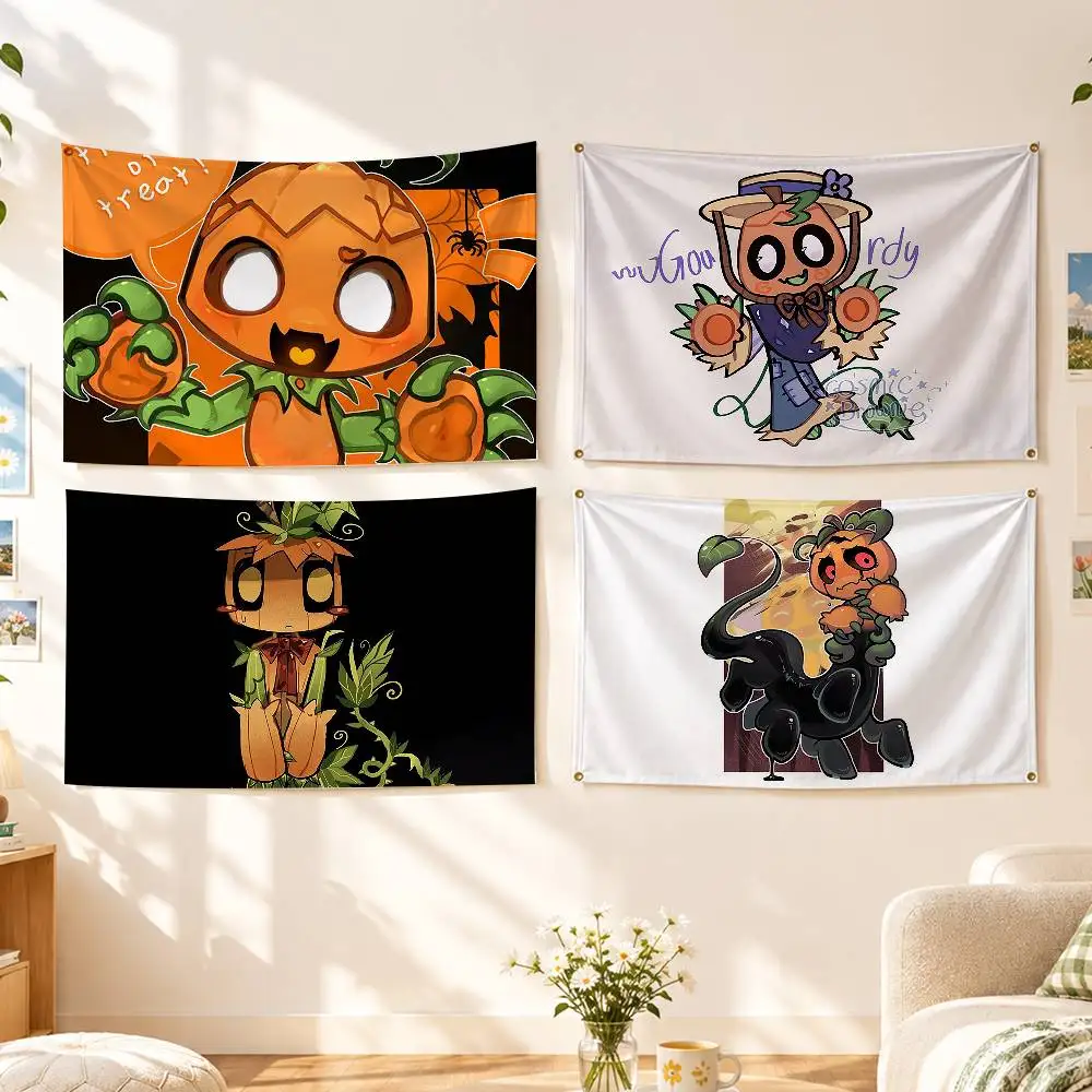 Pumpkin Monster Dandys World G-Gourdy Flags Wall Hanging Background Art Banner for Bedroom Home Outdoor Decor