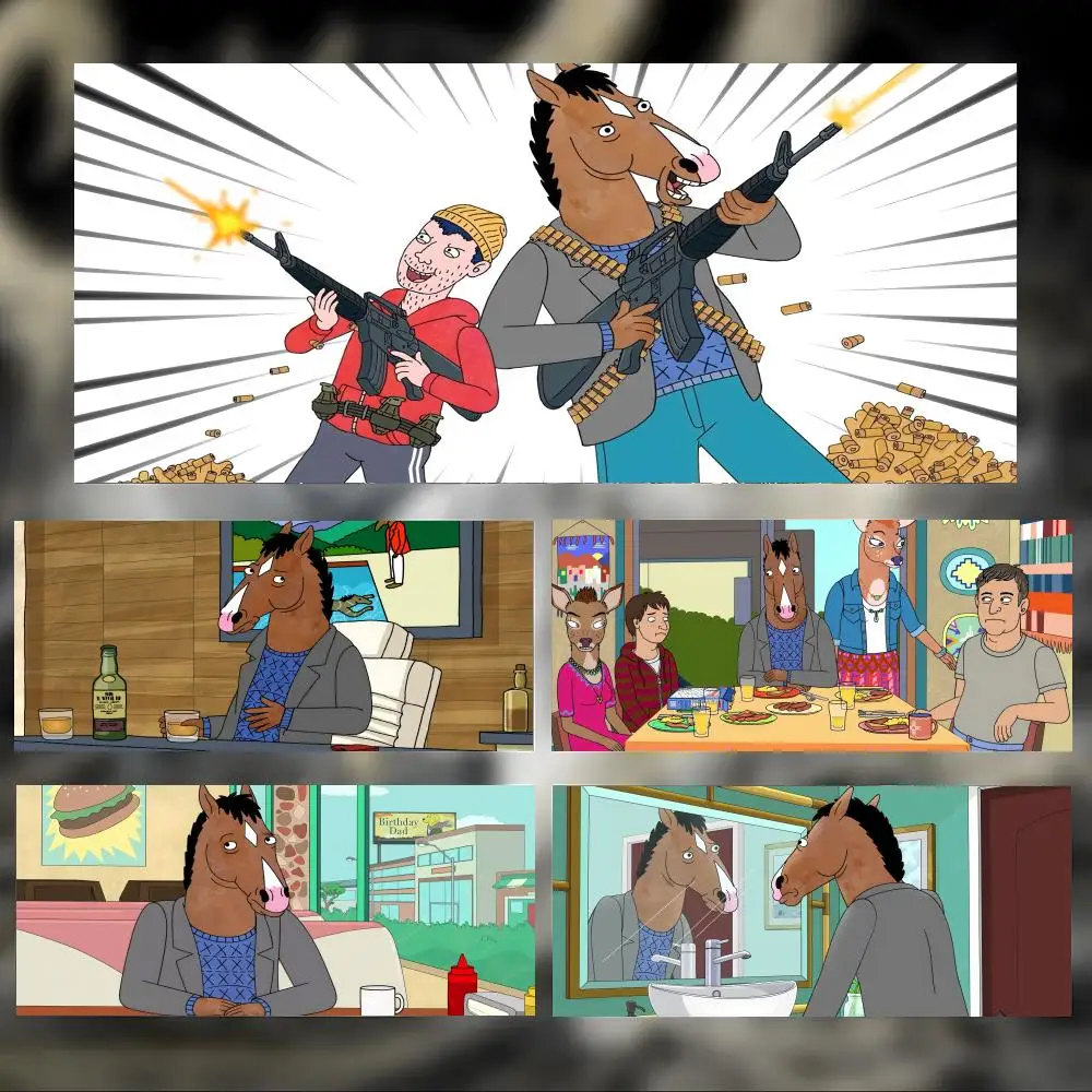 Funny Sad Cartoon B-BoJack Horseman Mouse Pad Large Thick Desk Pad Stitched Edges Gaming Mouse Mat for PC