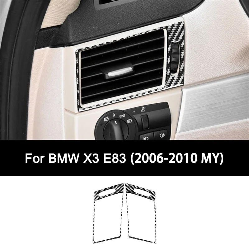 

For BMW X3 E83 (2006-2010), Premium Carbon Fiber Car Left And Right Air Outlets Frame Interior Stickers, Auto Accessories