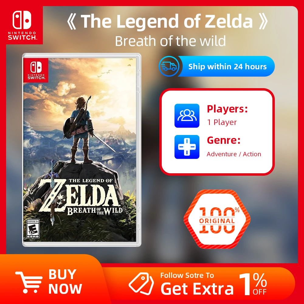 Nintendo Switch Game Deals - The Legend of Zelda: Breath of the Wild - Stander Edition Games Adventure Action and RPG Genre