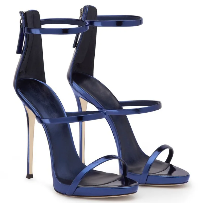 2025 New Luxury Women Summer Sexy Stiletto Heels Sandals Fashion High-quality Banquet Zipper Strap Combination High Heels Pumps