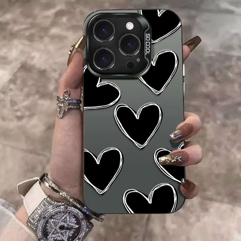 حافظة فضية فاخرة على شكل قلب الحب مطلية بالكهرباء لهاتف سامسونج جالاكسي S25 Edge S24 S23 S22 S21 S20 Ultra Plus FE A56 A36 A26