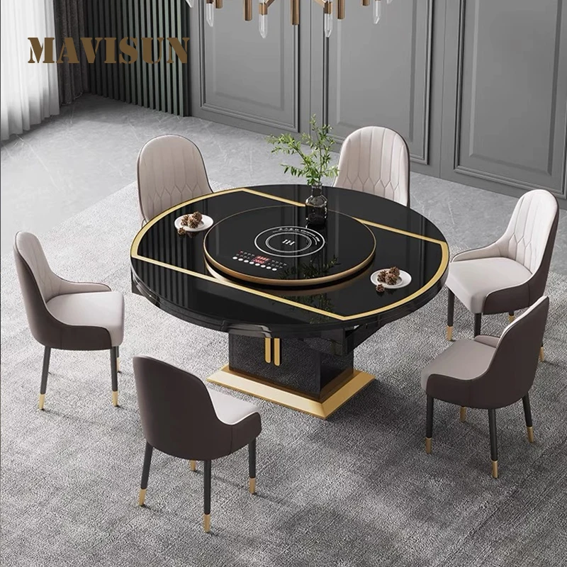 Multifunctional Dining Tables With Induction Cooker And Storage Space Home Furniture Luxury Unfolded Kitchen Table And Chairs