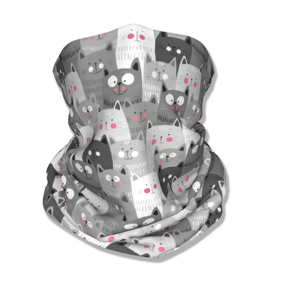 Kawaii Cat Collage Bandana Neck Gaiter Printed Mask Scarf Multi-use Face Mask Running for Men Women Adult All Season