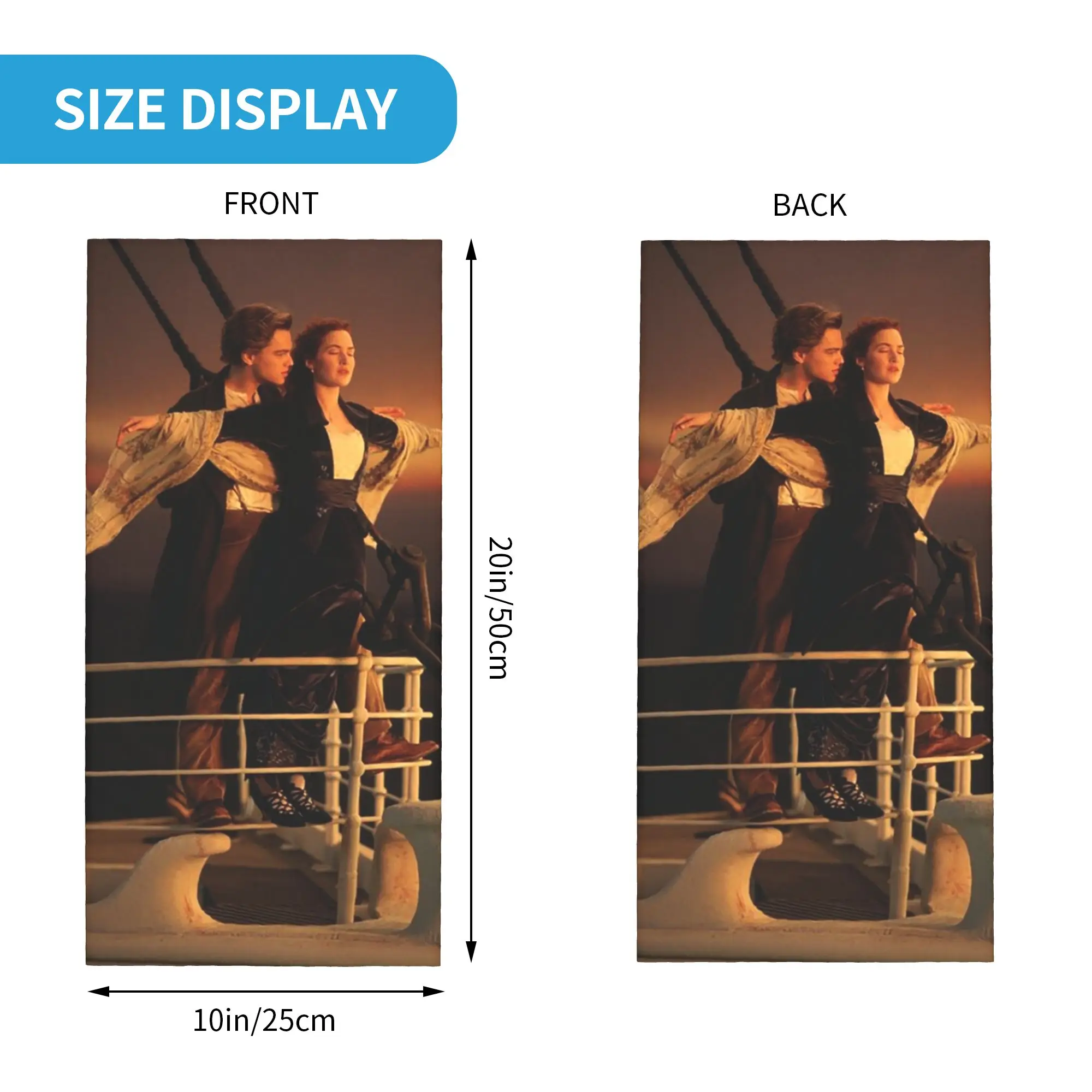 Titanic Jack and Rose Movie  Bandana Neck Gaiter Printed Wrap Scarf Warm Headwear Outdoor Sports For Men Women Adult Windproof