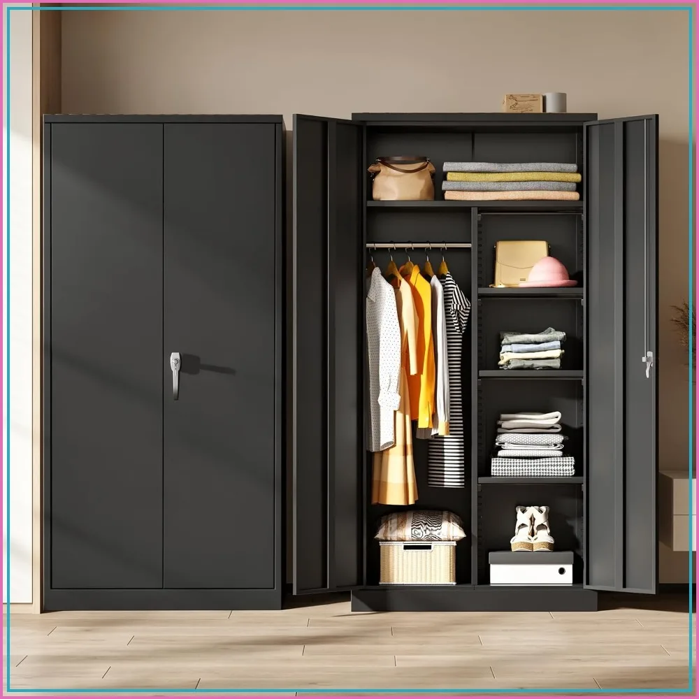 Metal Wardrobe Closet with Locking Doors, 72