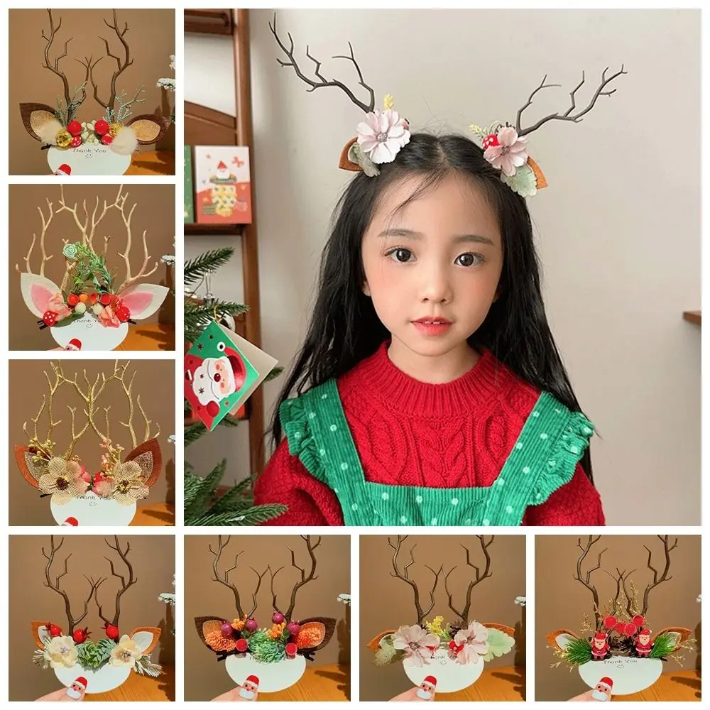 

Merry Christmas Decor Christmas Hairpin Bowknot Plush Christmas Hat Headabnd Santa Claus Kids Gifts