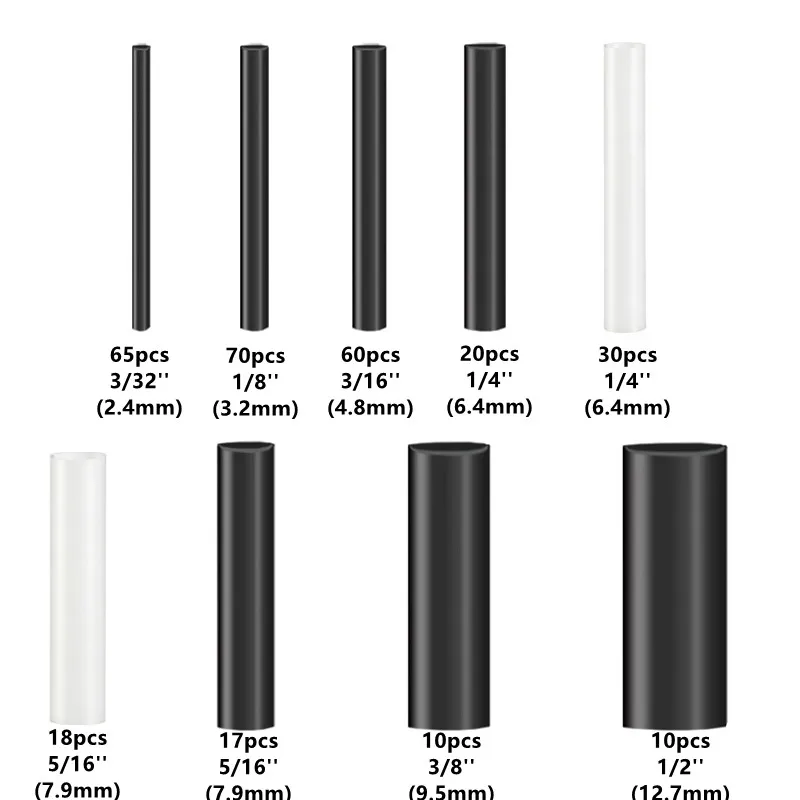 300pcs Heat Shrink Tubing Kit 3:1 Industrial Wire Shrink Wrap Tube Black for Wire Insulation Automotive Electrical Splicing