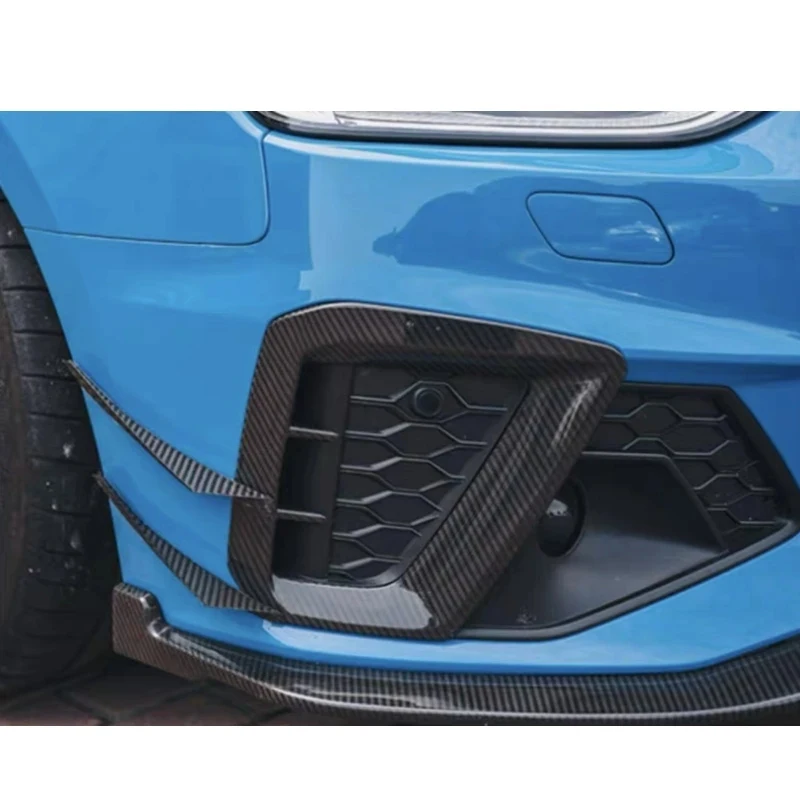 2 PCS Carbon Fiber Front Air Intake & Rear Bumper Spoiler for Audi A4 B10 Sport 2021+