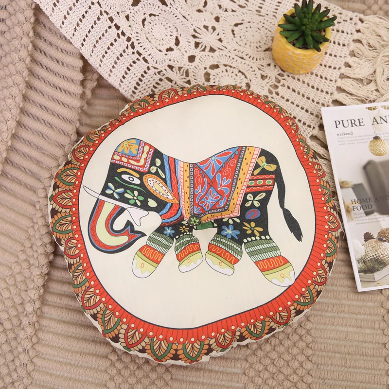 Vintage Round Futon Seat Cushion Retro Ethnic Bay Window Tatami Mat on The Ground Lazy Bohemian Fart Cushion Seat Cushion