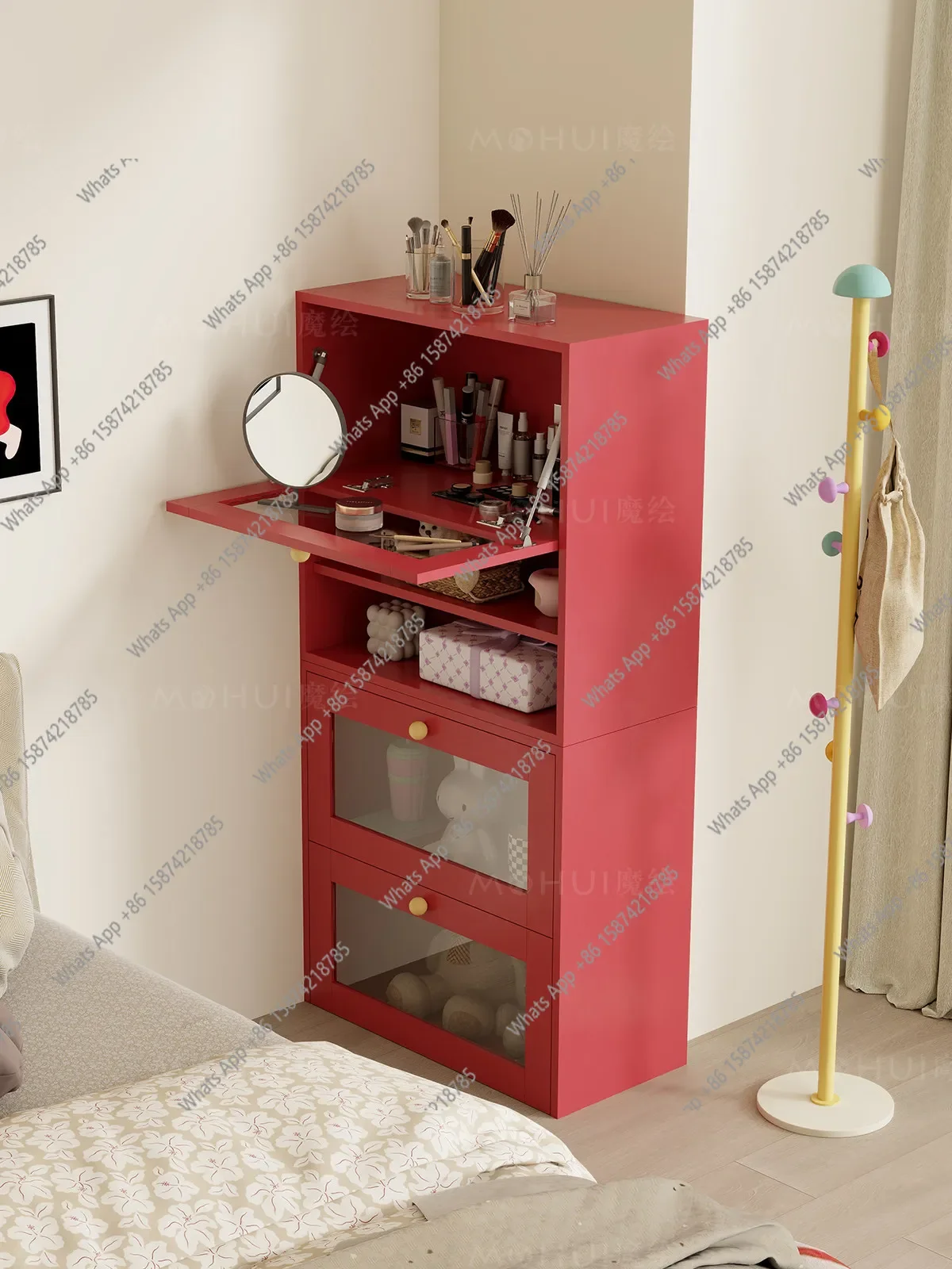 Cc Retro Style Living Room Lower Turn Door, Entrance Cabinet Combination Stacking Cabinet, Glass Storage Cabinet Dust-proof