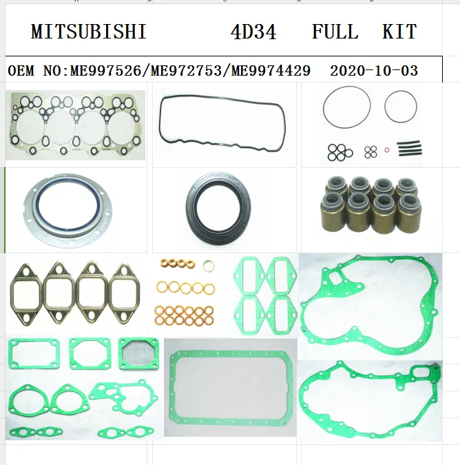 

4d34 engine gasket kit for mitsubishi 4d34 cylinder head gasket ME997526
