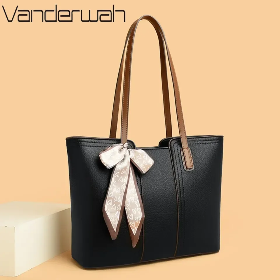 Women High Quality Leather Shoulder Bags Elegant Designer Ladies Luxury Handbag Purse Casual Tote Sac Commuting Shopping Bag
