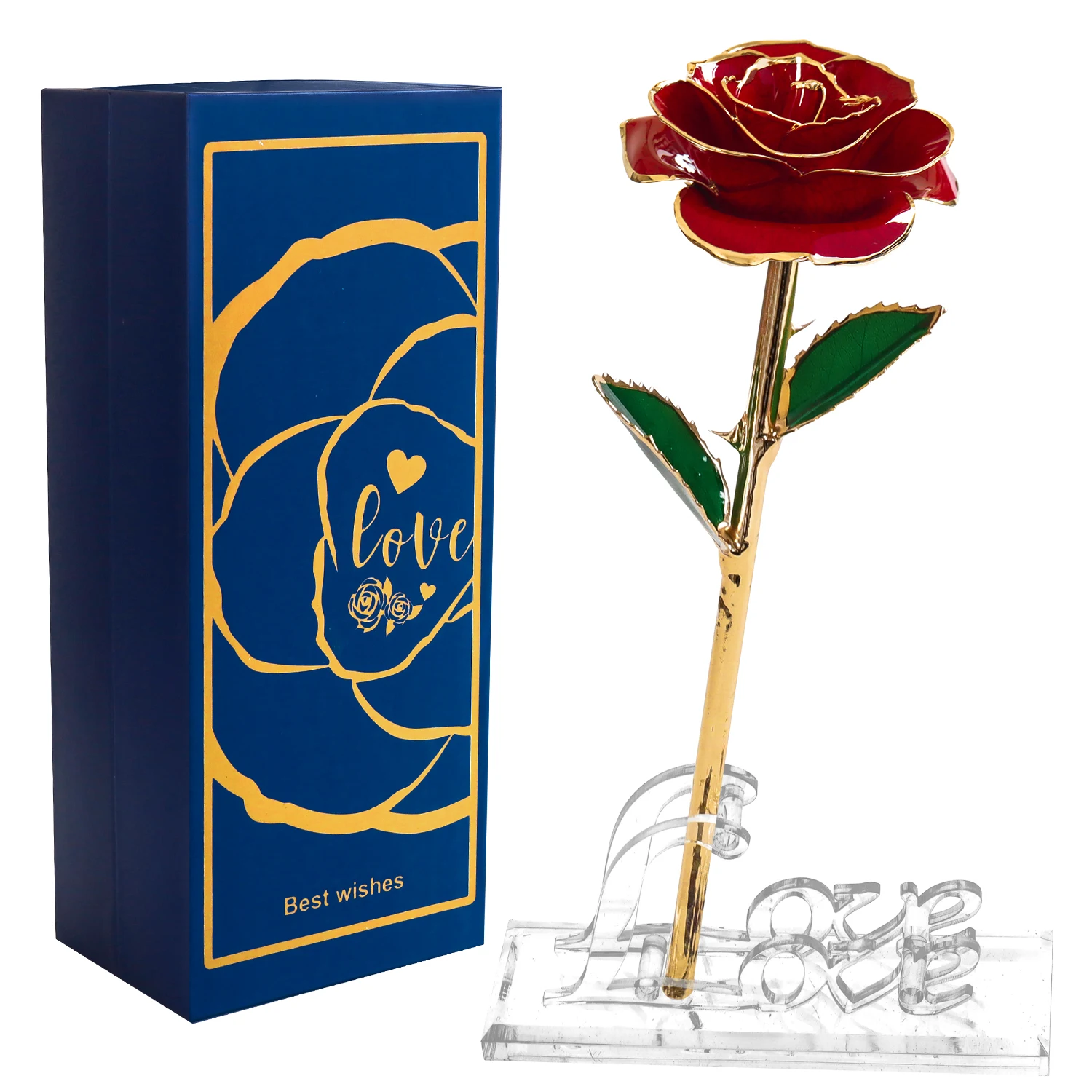 

Hand-forged Iron Red Metal Rose Artifical Flower Romantic Everlasting Love Gift For Wedding Christmas Perfect Gift For Mom Women