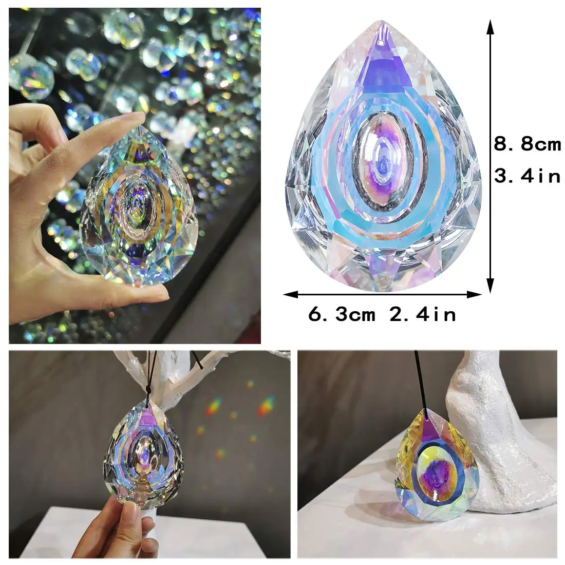 89mm/3.5in Hanging Chandelier Crystals Prisms for Window Suncatchers Chandelier Parts Rainbow Maker Pendants