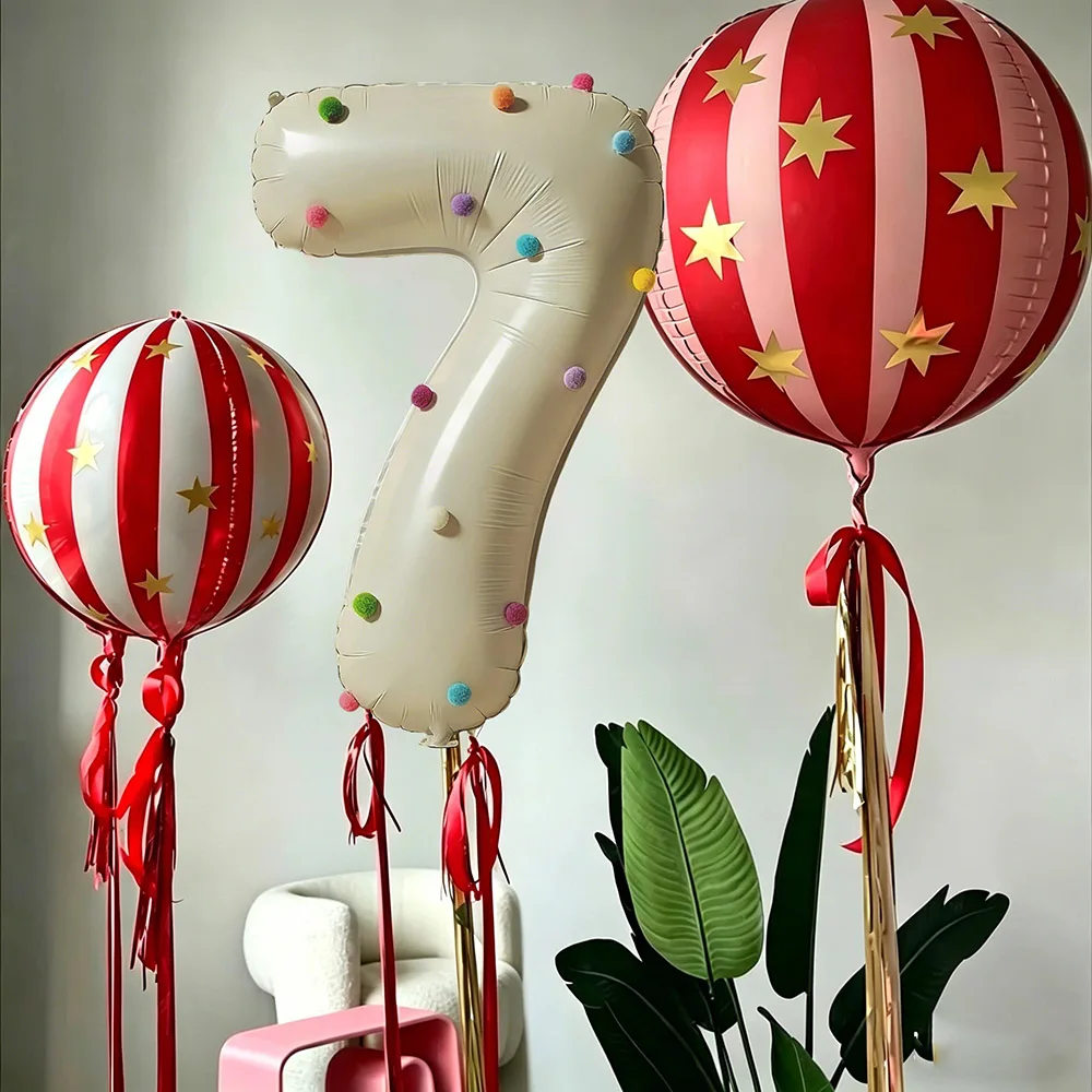26-teiliges 4D Gestreiftes Stern-Set mit 40-Zoll Zahlen-Folienballon für Geburtstagsfeier, Hochzeit, DIY-Dekoration, Familienfeier-Dekorationsbedarf – Detail 6