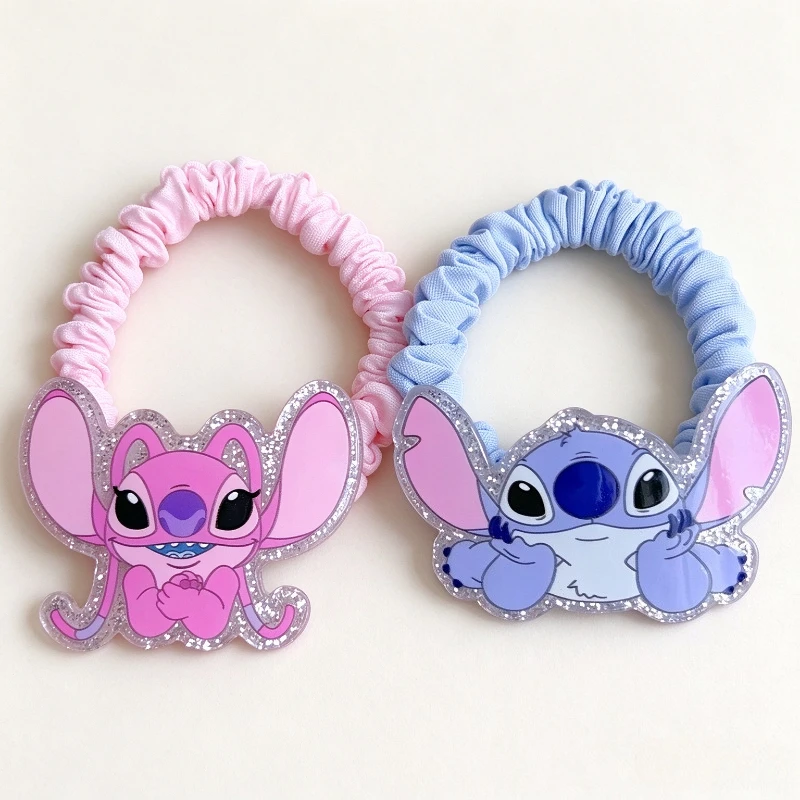 2pcs Disney Stitch And Angie Headband, Cute Cartoon Headband,Girl Tied Hair Accessories, Rubber Bands, Birthday Gifts
