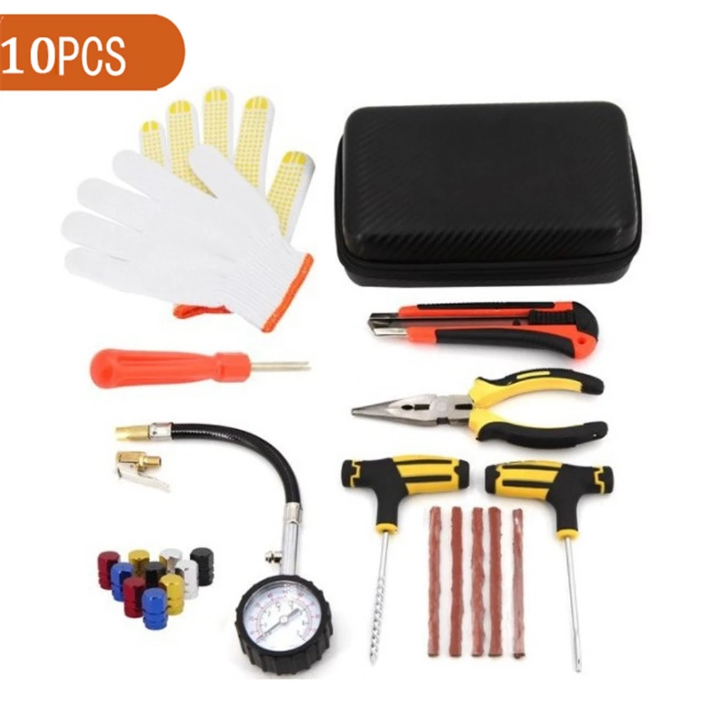 Car Tire Repair Kit Tubeless Tyre Puncture Repair Kit Studding Tool Set Bike Tire Replacement Tool Motorcycle Tire Repair Tool