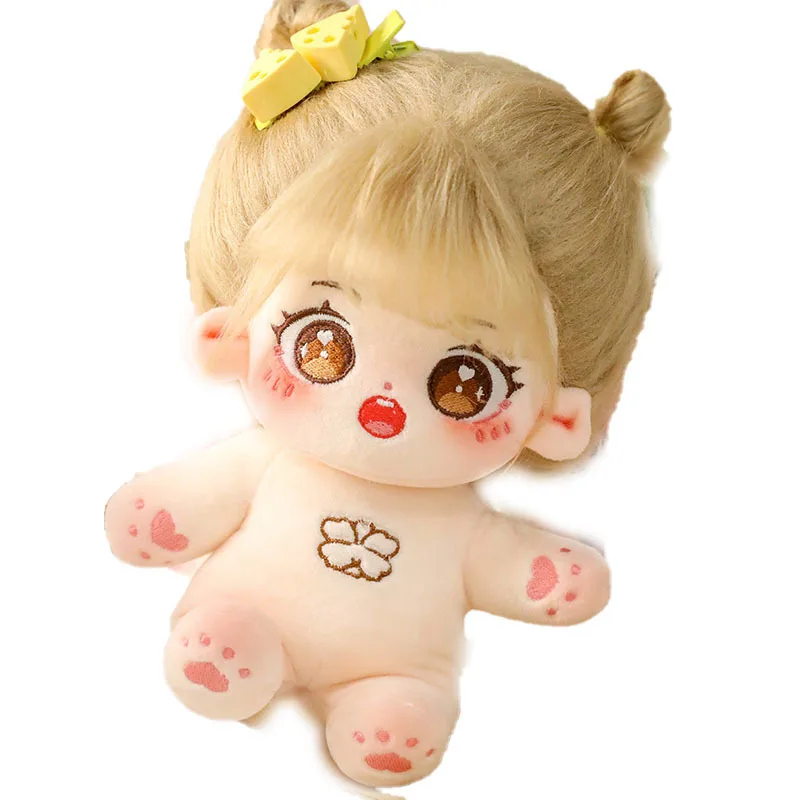 Kawaii Pluche Katoenen Pop Idool Gevulde Super Ster Figuur Poppen Blonde Haar Bruine Ogen Dikke Lichaam Meisje Pop Kan Van Kleding Veranderen Cadeau