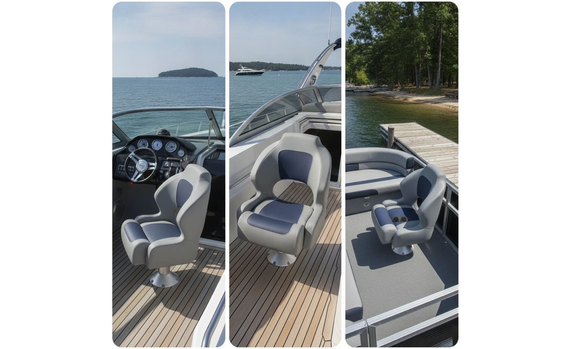 Boat Captain Chair Impermeable Two-tone High-back Seat with Cushion Marine-grade Seating for Boat Owners and Speedboats