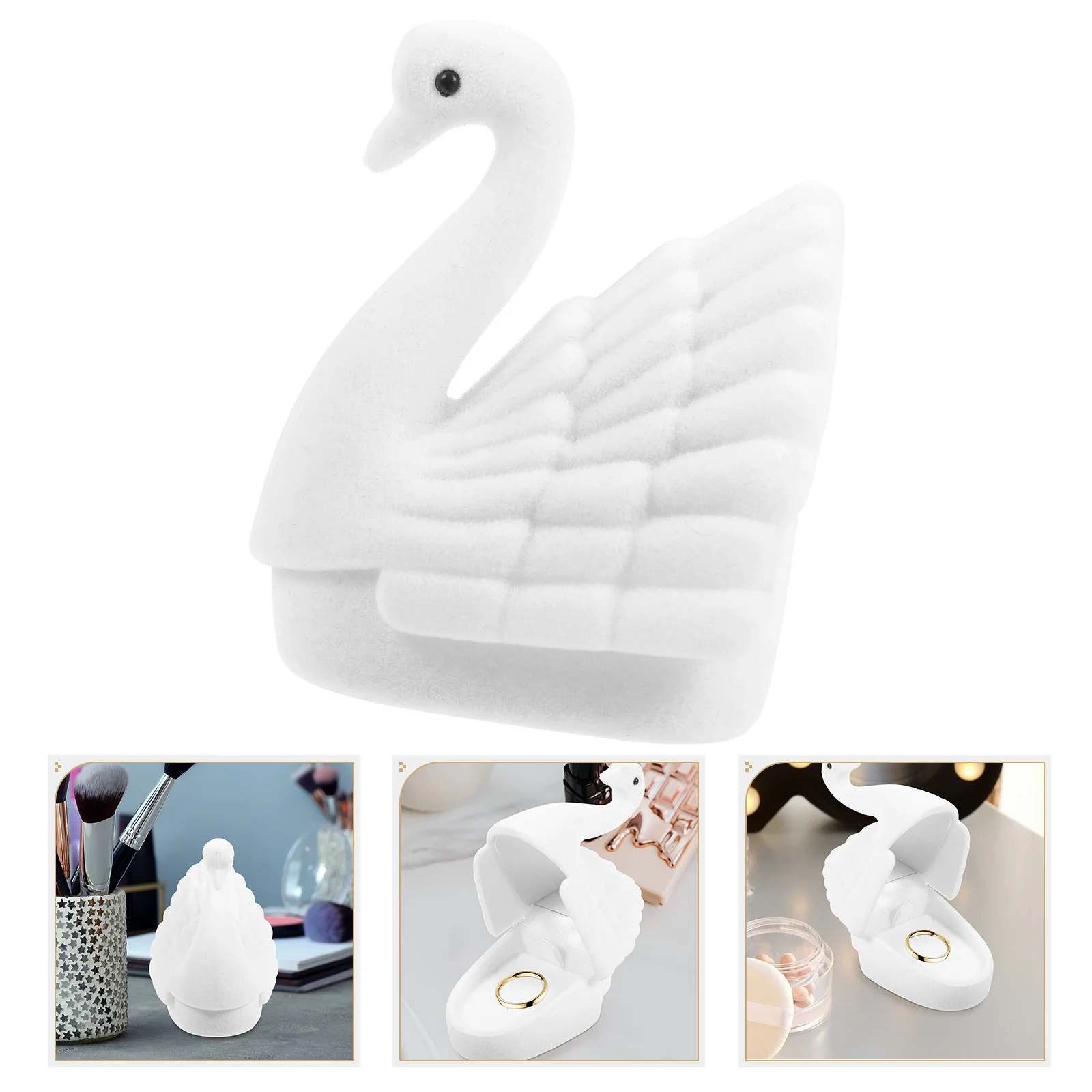 

1pc Swan Shape Ring Gift Jewelry Storage Case For Engagement Wedding Ceremony Valentine'S Day Ring Box For Men Women Earrings