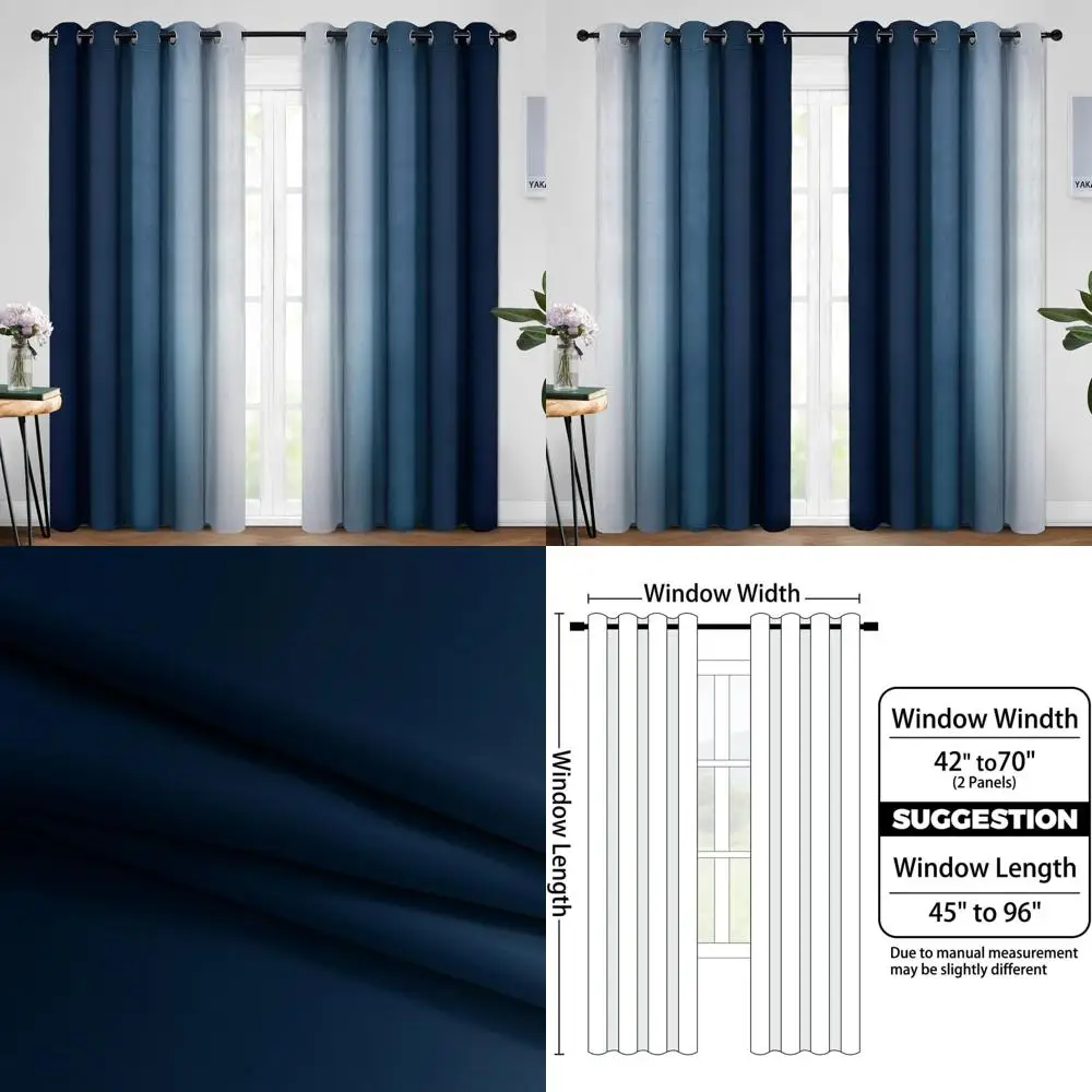 

Термоизолирующие шторы с люверсами Ombre для затемнения комнаты, 62x96 дюймов, для спальни и гостиной (2 панели)