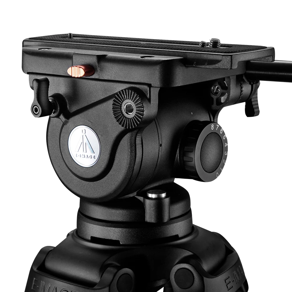 E-IMAGE EG20A 100mm Bowl Professional Aluminum Video Tripod With Fluid Head For Broadcasting Video Shooting