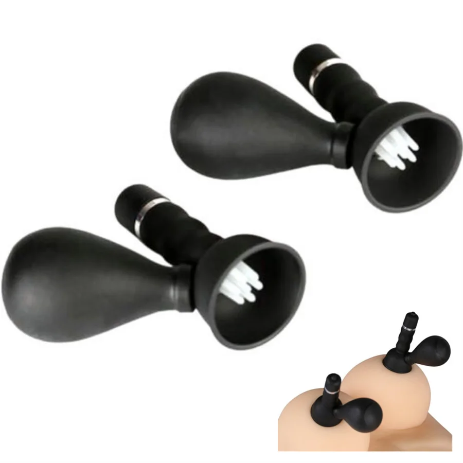 2 Stuks Tepel Zuignap Stimulator Vibrerende Tepels Borstel Clit Massager Vibrator Borstvergroting Seksspeeltjes Voor Vrouwen Volwassen Spel