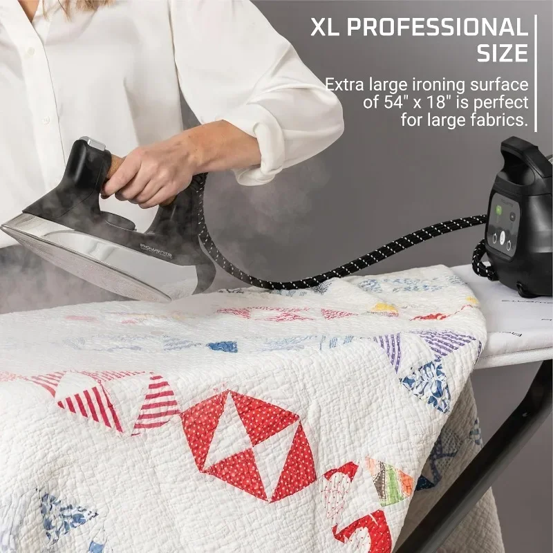 Tábua de passar roupa compacta Home.Pro com cabide 18 x 54 polegadas que economiza espaço, dobrável, 4 pernas IB9100, bege