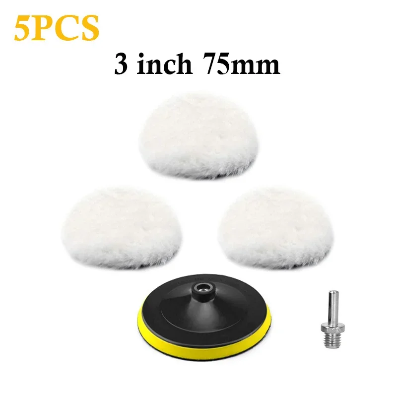 5Pcs/Set Wool Polishing Buffing Pad Polishing Buffing Wheel for Drill Buffer Attachment with M14 Drill Adapter