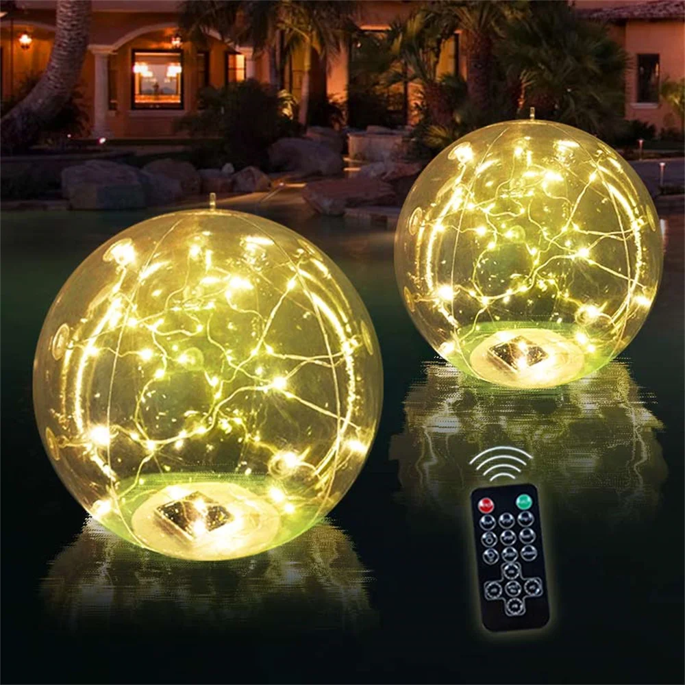 1pcs Fairy Floating Pool Lights Solar Powered Inflatable Waterproof Led Glow Balls for Swimming Pool Party Decorations