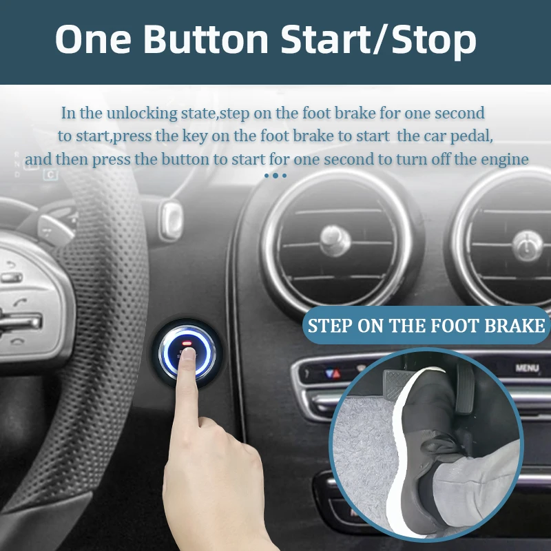 Hippcron Car Alarm Start Stop Button Engine RFID Keyless Entry System Push Button Starter Stop Auto