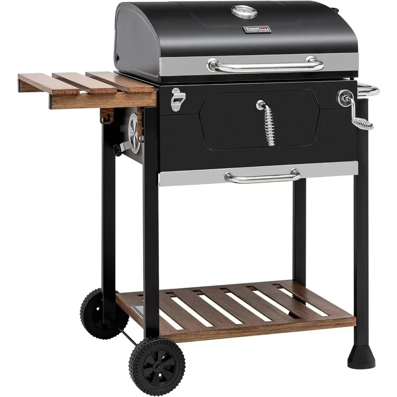 Royal Gourmet CD1824M 24-Inch Charcoal Grill, BBQ Smoker with Handle and Folding Table, Perfect for Outdoor Patio