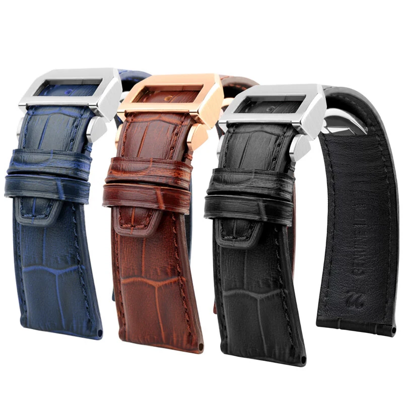 20mm 22mm  cowhide Watch Strap Bracelet for IWC Portugal 7 /Pilot Botao Fino Mark 18 Series black blue brown men's watchband