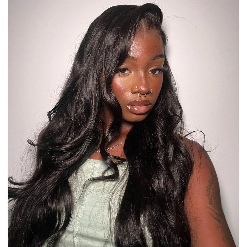 Linhua Blue Colored 180% Body Wave 12A 13X4 Transparent Lace Wigs Remy 13X6 Lace Frontal Wig Preplucked With Baby Hair