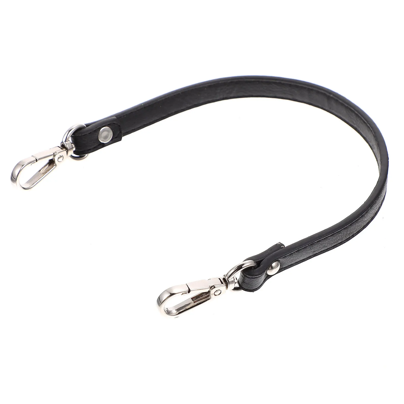 

PU Handbag Strap Black Silver Buckle Short Handle Durable Women Shoulder Bag Replacement DIY Supply Purse Accessories