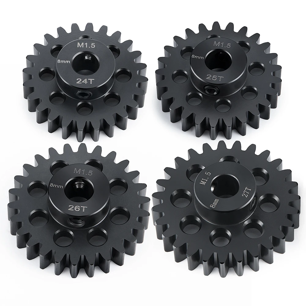 TRINOOD 1 Stück M1,5 Stahl-Motorgetriebe Ritzel 8 mm 24 Zähne 25 Zähne 26 Zähne 27 Zähne 30 Zähne für 1/5 X-MAXX, 1/10 E-REVO RC Buggy Truck Teile – Detail 3