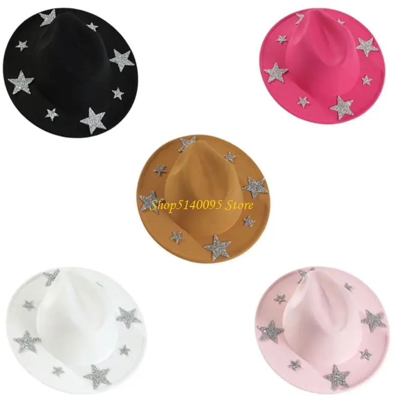 

DXAE Sparkling Rhinestones Star Western Hat Comfortable Sunproof Hat For Theme Party