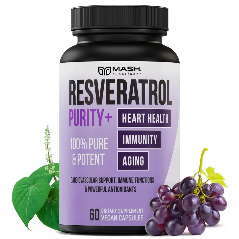 Trans-Resveratrol - Supports Brain Function, Promotes Joint and Heart Health, and Fights Aging