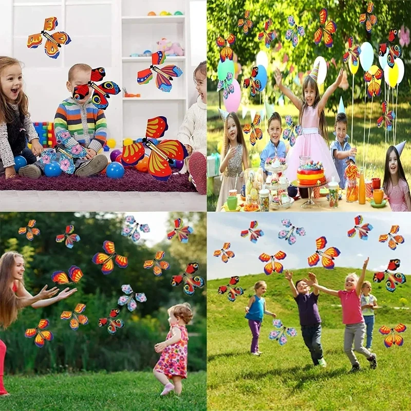 10/20PCS Random Color Magic Flying Butterfly Wind Up Toy Bookmark Internet Celebrity Colorful Butterfly Simulation Party Gift image 5